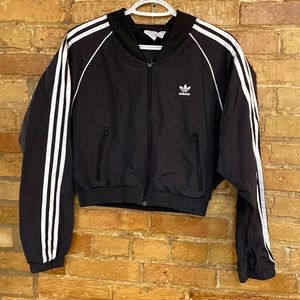 Adidas size small crop lightweight jacket black and white